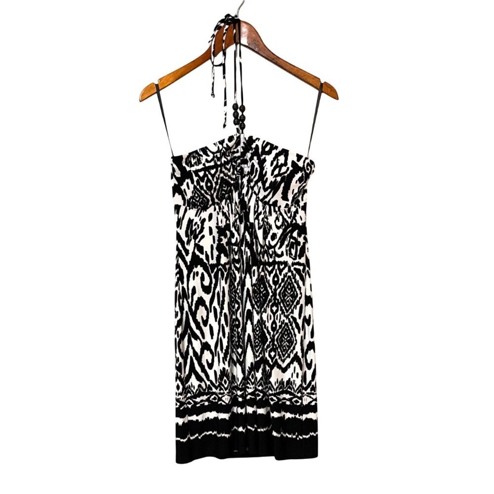 Saint Tropez West Black & White Tribal Print Halter Dressβ Size 6
